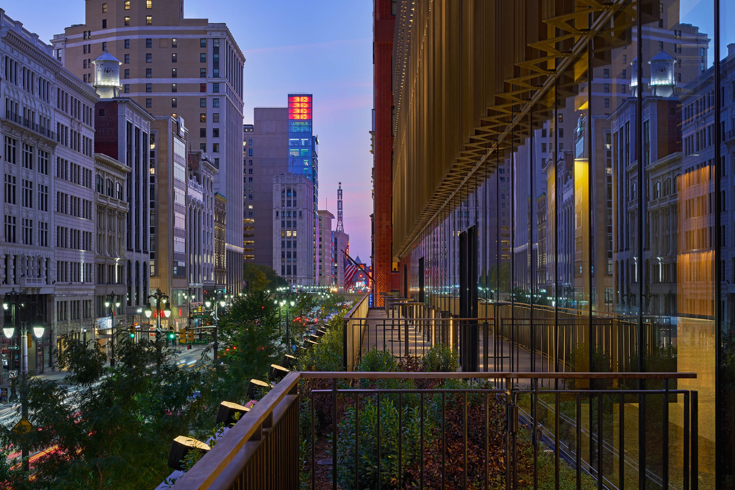 Exterior view of Hudson's Detroit and Woodward Ave.