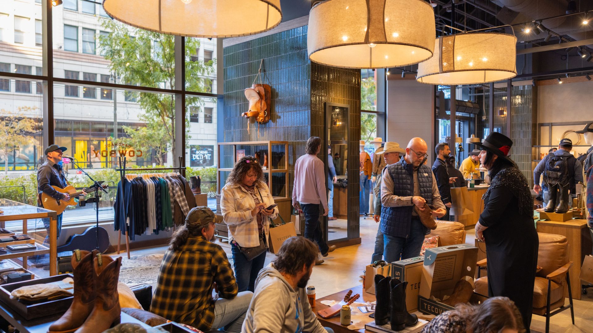 Interior photograph of customers at Tecovas Detroit.