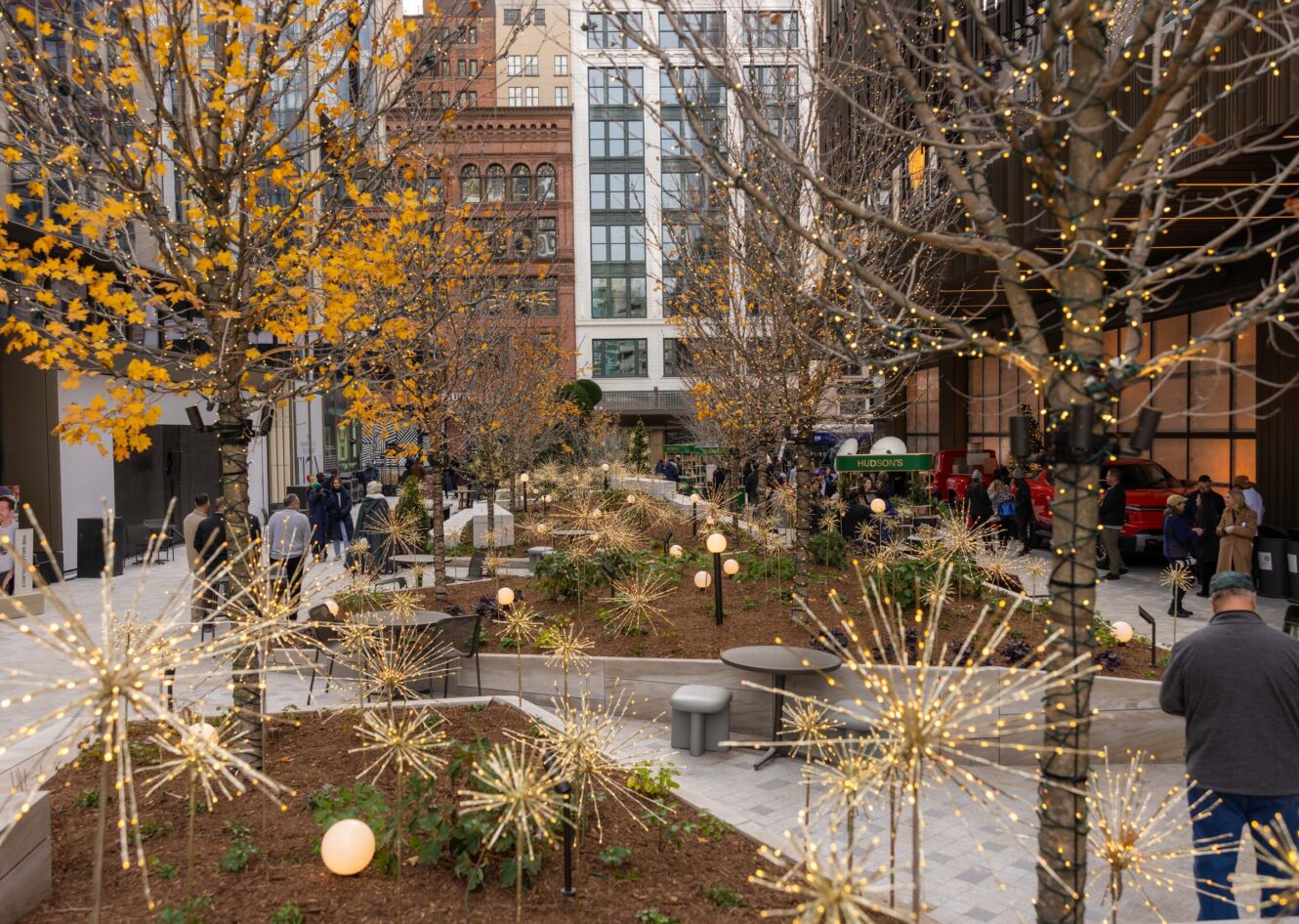 An exterior photo of Nick Gilbert Way at Hudson's Detroit.